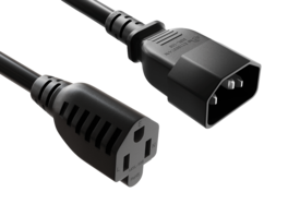 Cable Leader - 18 AWG PDU Power Cord Adapter, C14 to NEMA 5-15R, 10A 125V UL Listed for UPS, Server Rack, Data Center - Black
