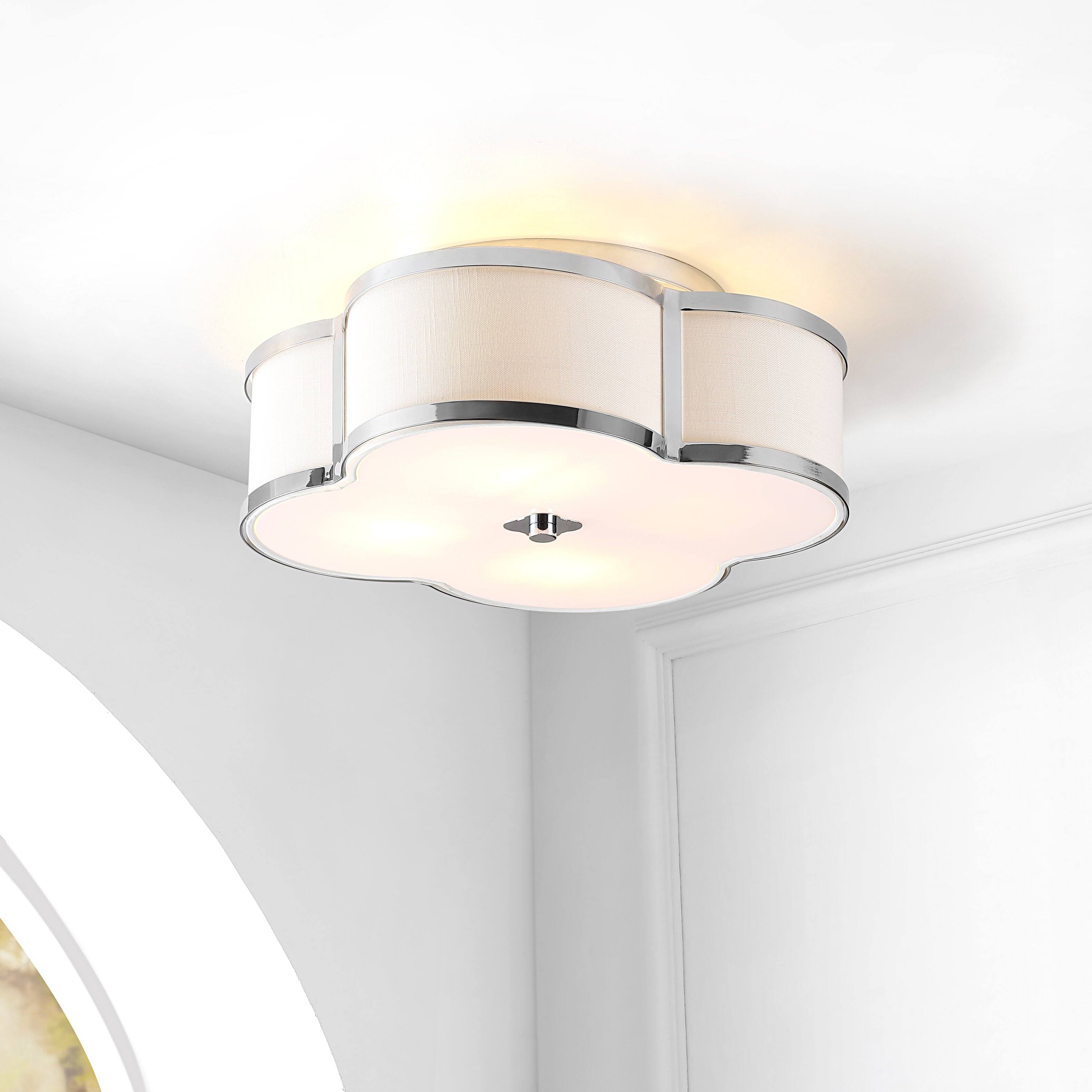 Alt View 1. Jonathan Y - Quatrefoil 18" Scalloped Shade Metal Classic Glam LED Flush Mount, Chrome - Chrome.