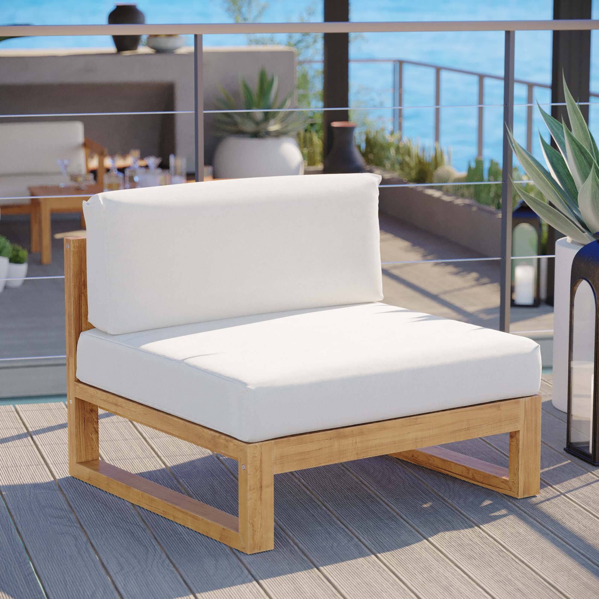 Left. Modway - Upland Outdoor Patio Teak Wood Armless Chair by Modway - Natural White.