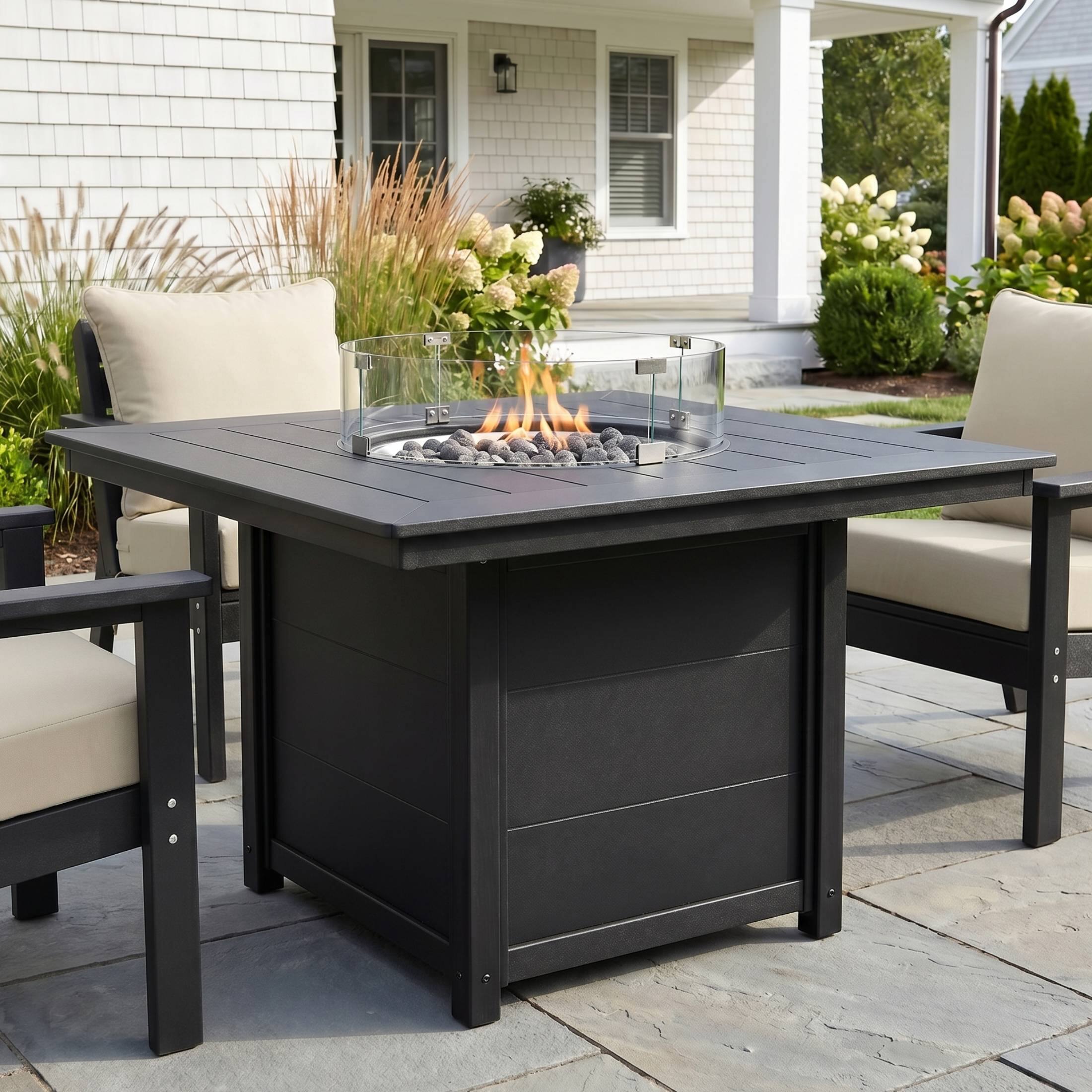 Angle. WestinTrends - WestinTrends Helios Modern Outdoor Patio Propane 42" Square Fire Pit Table - Black.