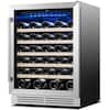 Front. Yeego - 24 Inch Wine Cooler, 52 Bottle Wine Cooler Refrigerator Built-in or Freestanding, for Home Kitchen,Bar - Stainless Steel.