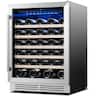 Yeego - 24 Inch Wine Cooler, 61 Bottle Wine Cooler Refrigerator Built-in or Freestanding, for Home Kitchen,Bar - Stainless Steel
