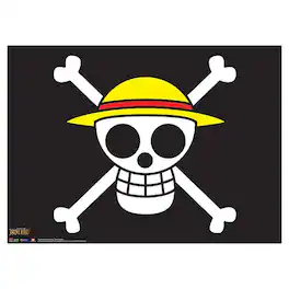 Great Eastern - One Piece The Straw Hat Pirates Flag Wall Scroll - Black/White