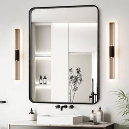 BreeBe - 28x36 Inch Aluminium Frame Bathroom Mirror - Black