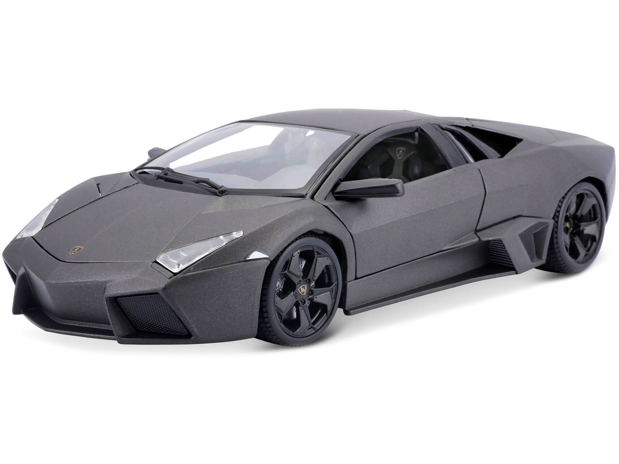 Front. Bburago - Lamborghini Reventon Dark Matt Gray 1/18 Diecast Model Car by Bburago.