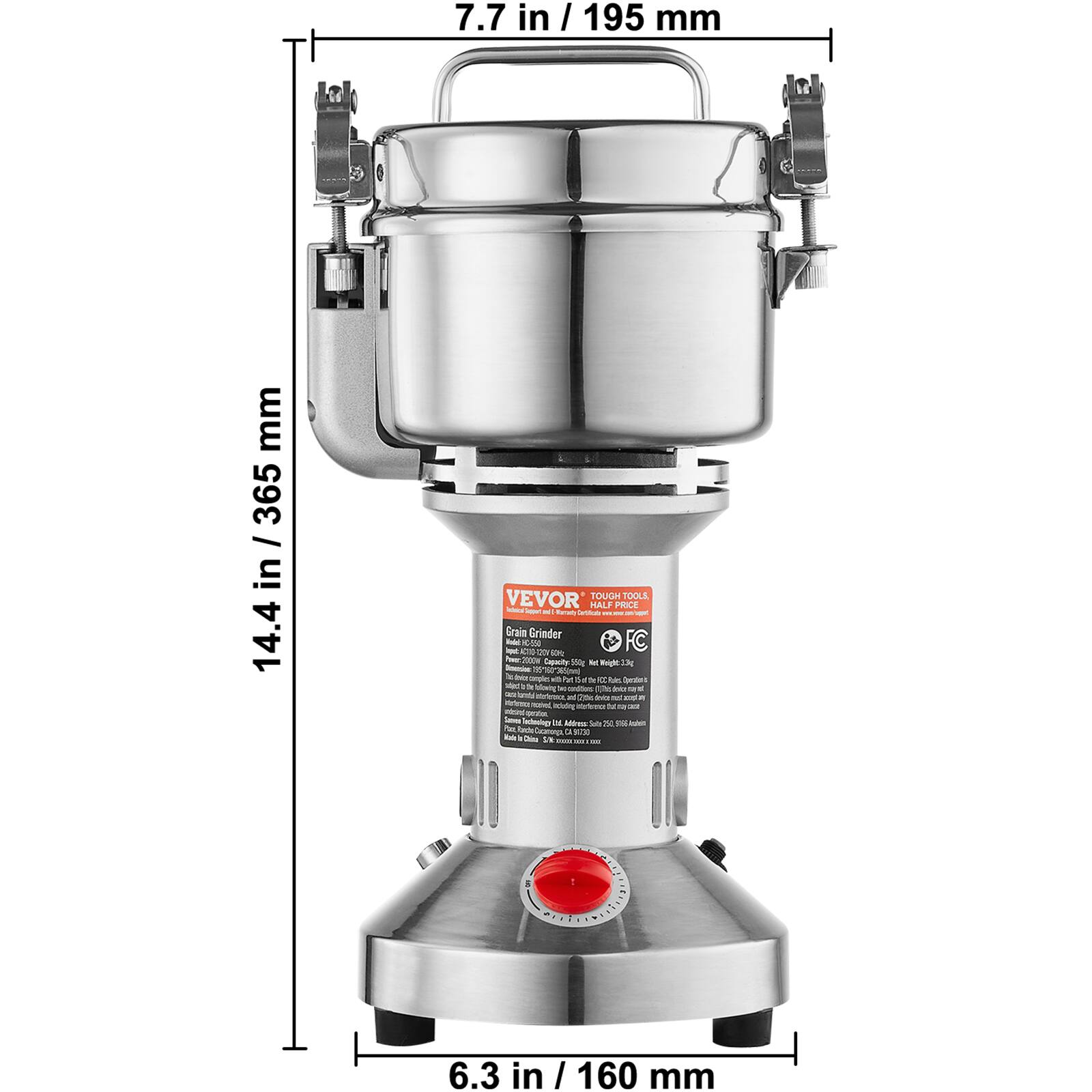 7.7 in / 195 mm  
14.4 in / 365 mm  
6.3 in / 160 mm  

VEVOR  
TOUGH TOOLS HALF PRICE  
Grain Grinder  
10%  
100g  
IN  
A  
KA  
Seta  
Mowc  
me  
m  
a  
Fu  
Sa  
i  
M  
a  
dote  
y  
tu  
-  
-  
-  
-  
-  
-  
-  
-  
-  
-  
-  
-  
-  
-  
-  
-  
-  
-  
-  
-  
-  
-  
-  
-  
-  
-  
-  
-  
-  
-  
-  
-  
-  
-  
-  
-  
-  
-  
-  
-  
-  
-  
-  
-  
-  
-  
-  
-  
-  
-  
-  
-  
-  
-  
-  
-  
-  
-  
-  
-  
-  
-  
-  
-  
-  
-  
-  
-  
-  
-  
-  
-  
-  
-  
-  
-  
-  
-  
-  
-  
-  
