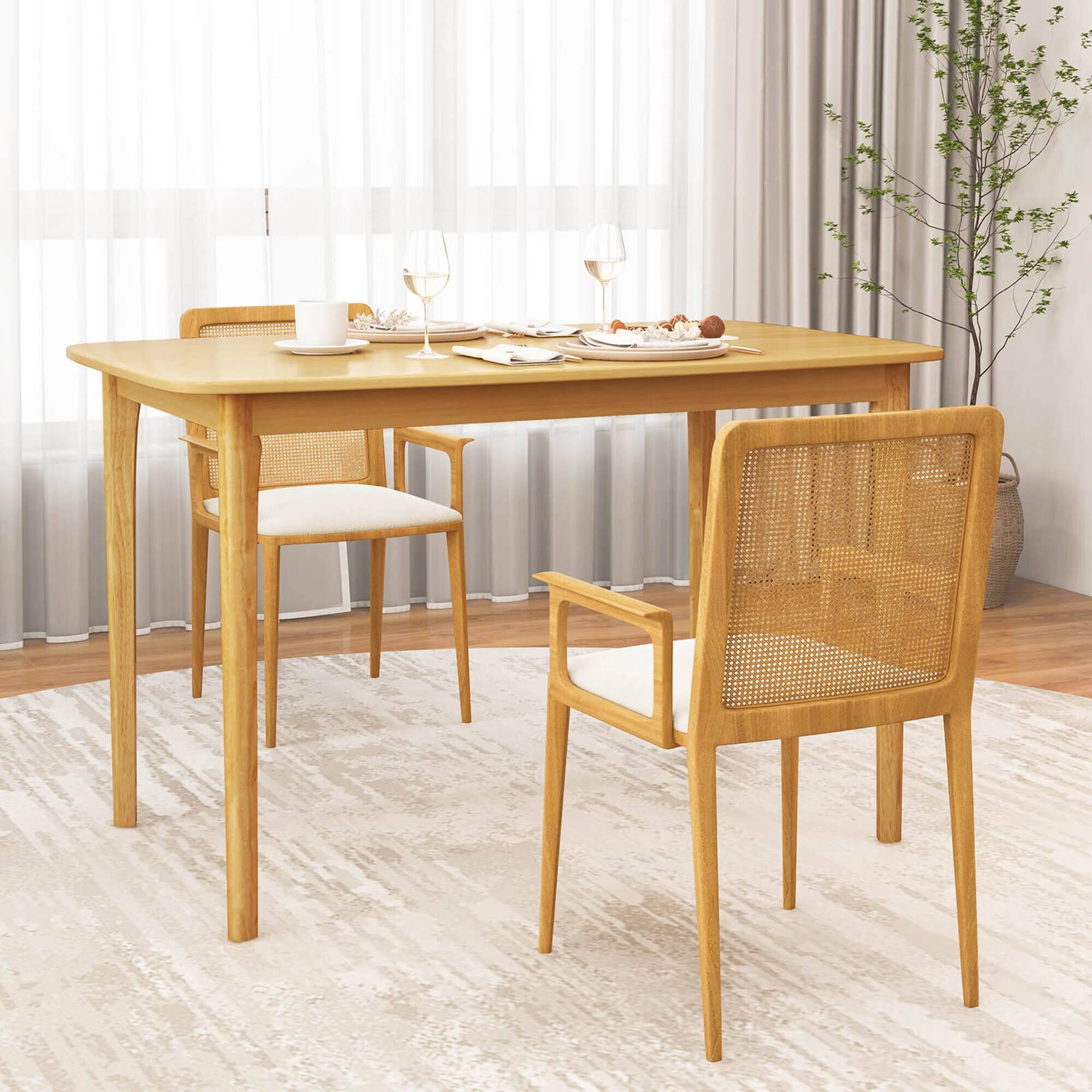 Alt View 4. Costway - 48'' Wooden Dining Table Rectangular Farmhouse Kitchen with Solid Rubber Wood Legs - Natural.