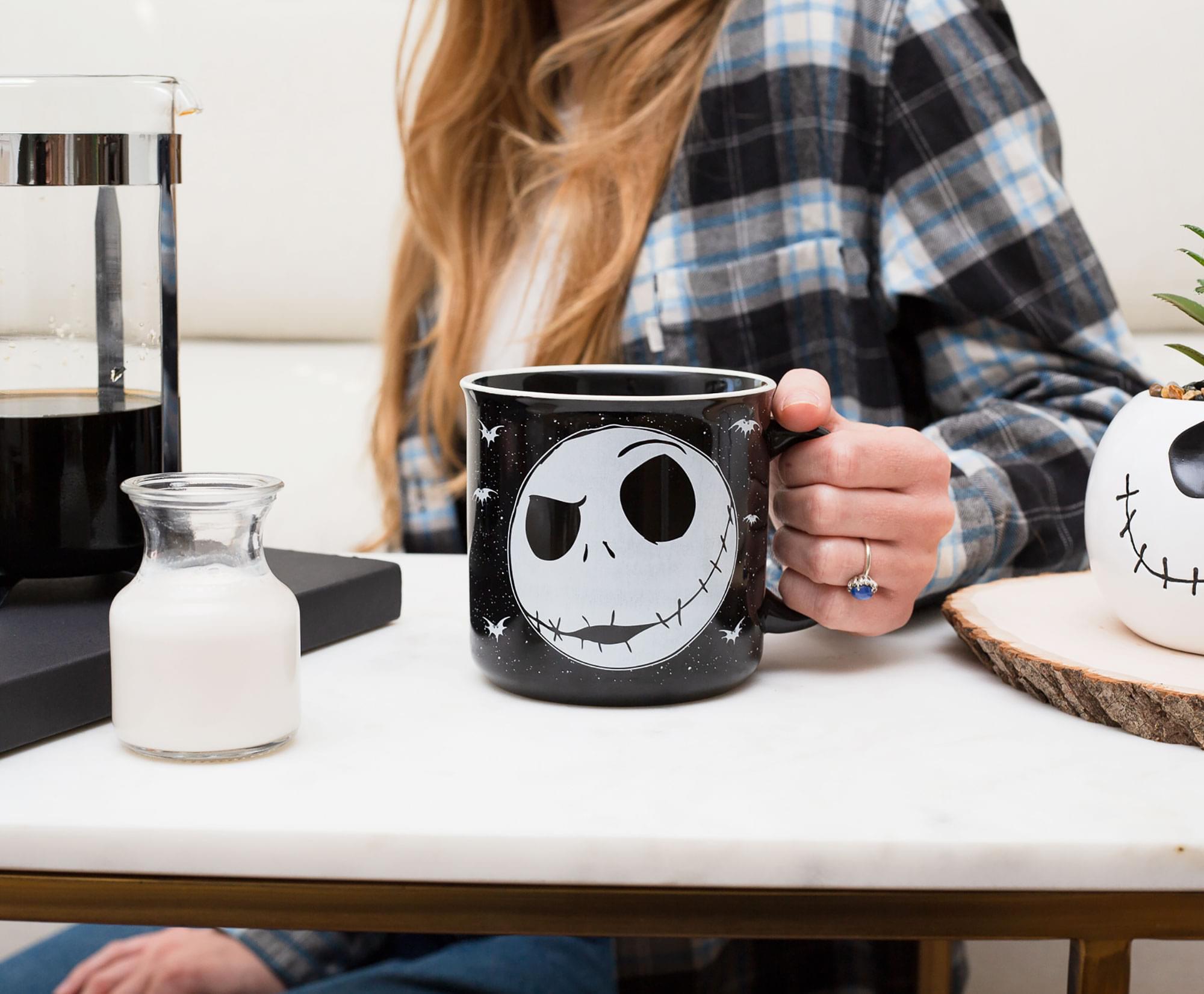 Alt View 10. Disney - Disney The Nightmare Before Christmas Jack Face Ceramic Camper Mug | 20 Ounces - Black.