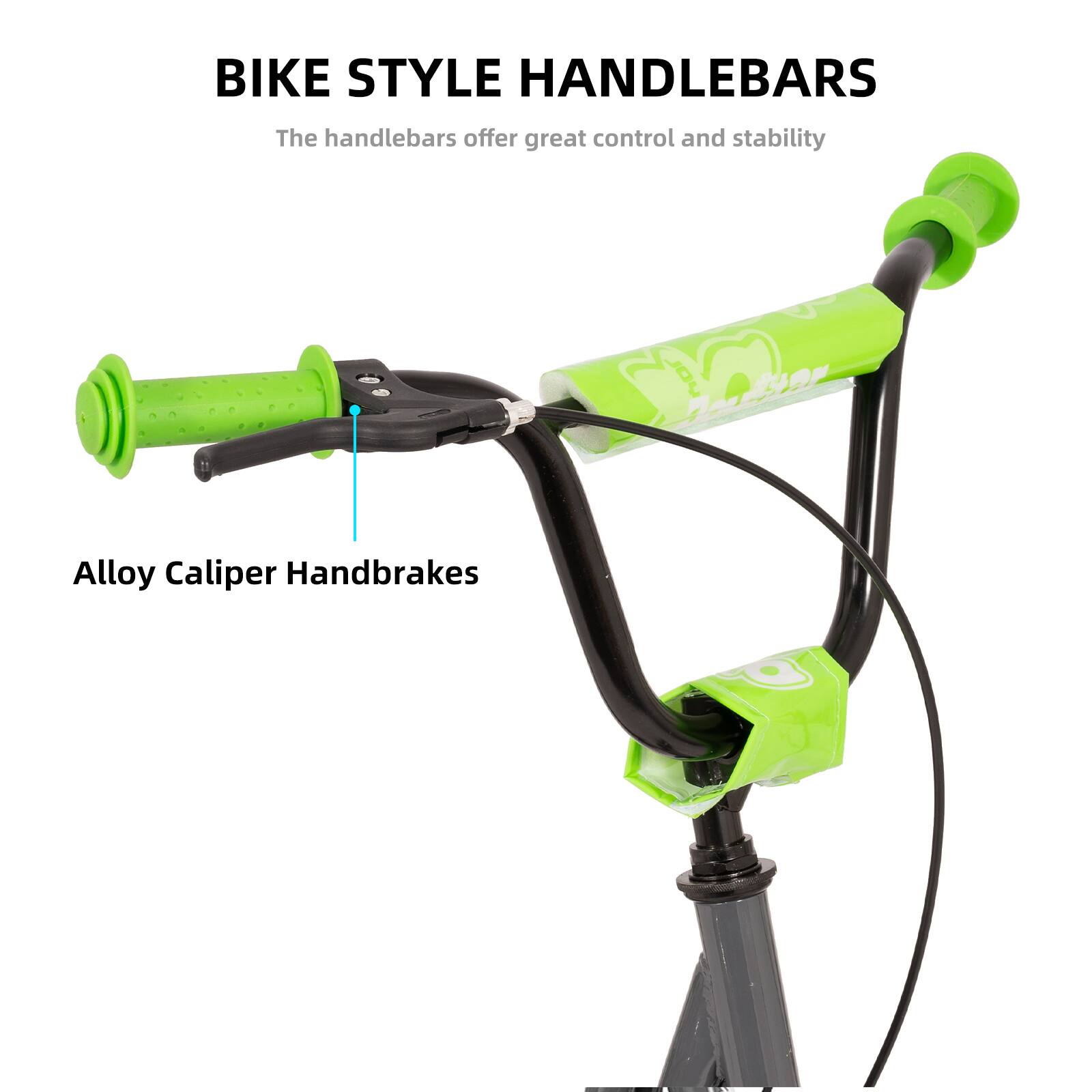 BIKE STYLE HANDLEBARS

The handlebars offer great control and stability

Alloy Caliper Handbrakes