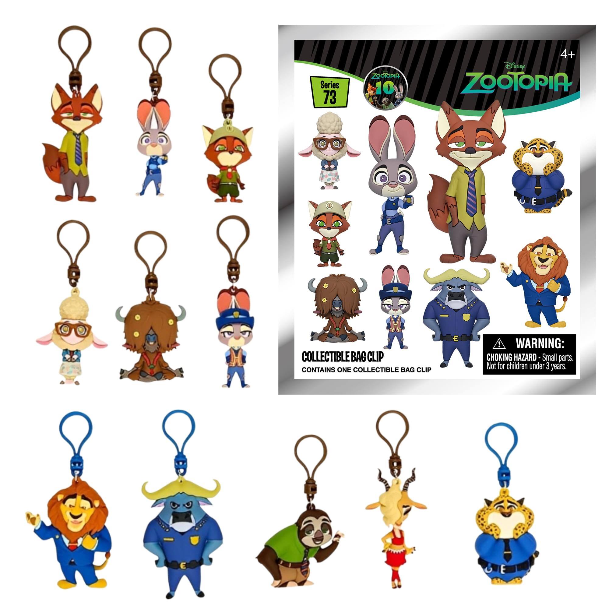Series 73 Zootopia O 4+ Disney Zootopia E E Collectible Bag Clip Contains One Collectible Bag Clip Warning: Choking Hazard Small parts. Not for children under 3 years.