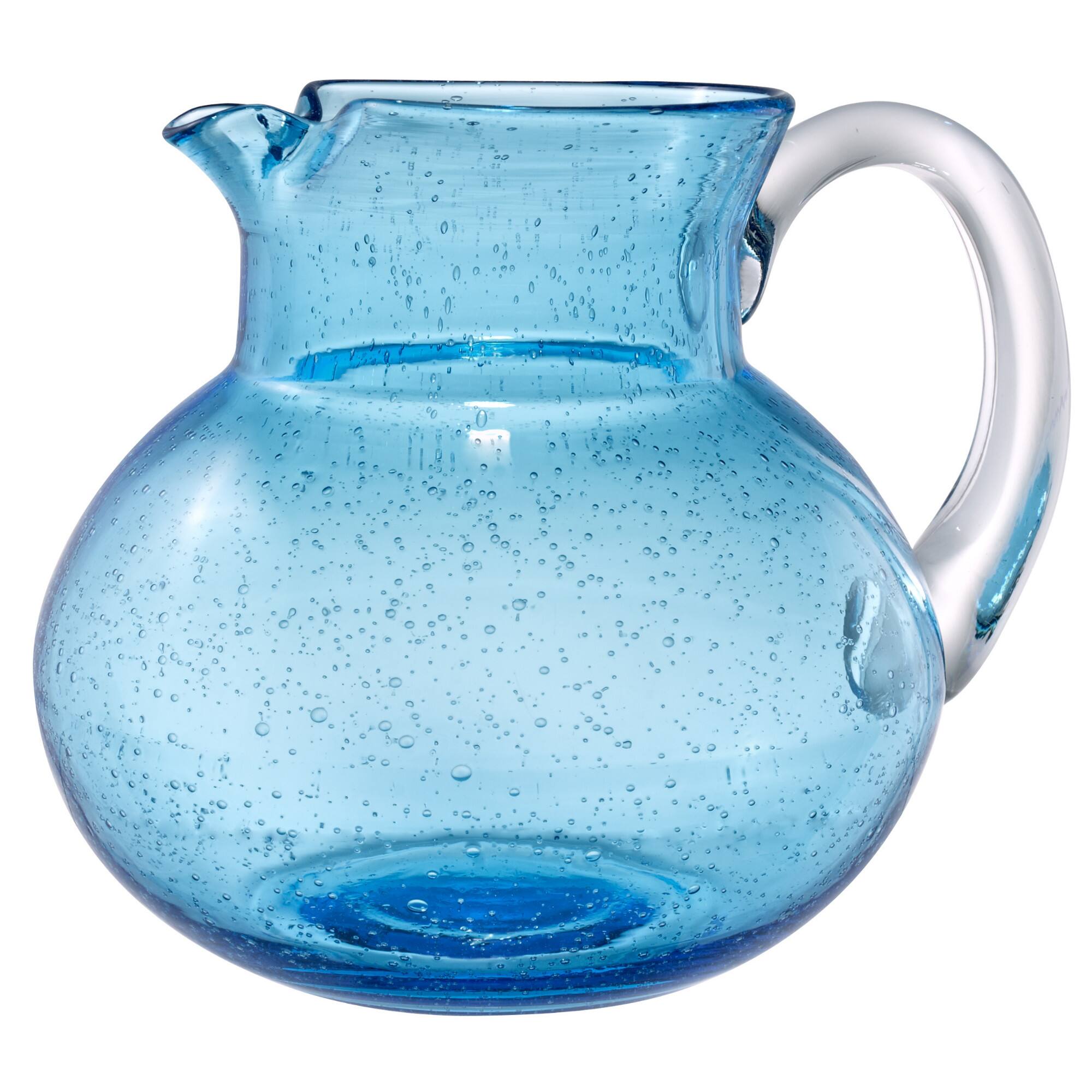 Front. Artland - Artland Handblown Glass Pitcher, Bubble Shape, Lead-Free, 90 Oz, Turquoise - Turquoise.