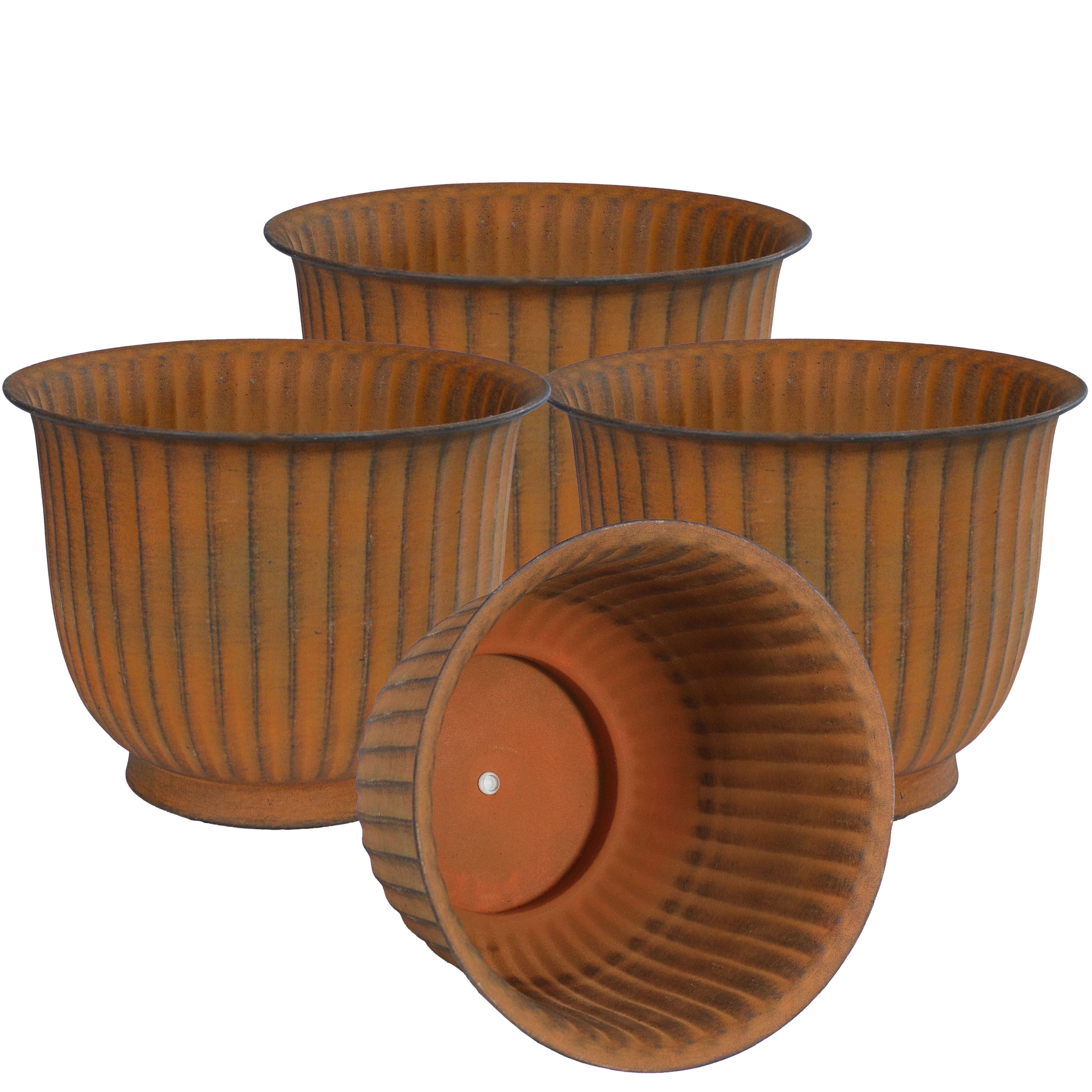Sunnydaze - Carlotta Metal Planter - 14.75 in - Set of 4 - Matte Brown price history on PriceWatchPro