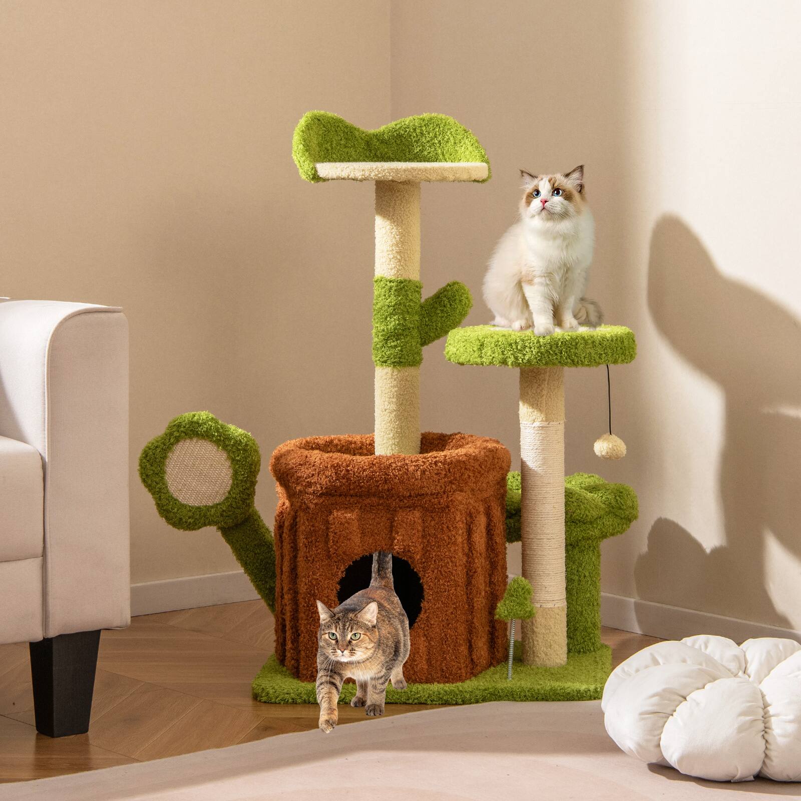 Alt View 1. Gymax - Gymax 36'' Cat Tree Tower w/Perch Condo Platforms Petal Scratching Board for Indoors.