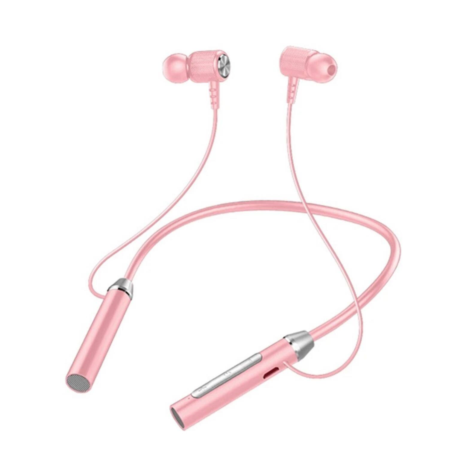 Stock Preferred - Wireless Bluetooth 5.2 Neckband Headphones with Mic - Pink