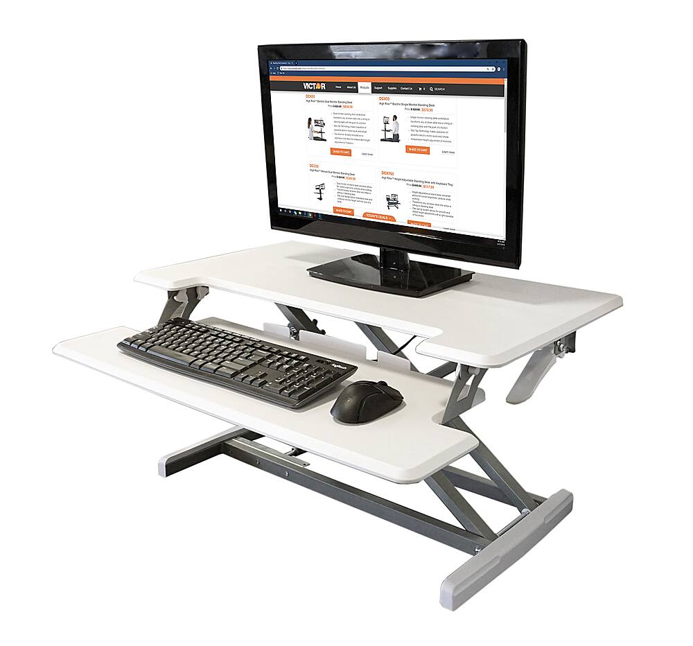 Alt View 11. Victor - Compact Height Adjustable Standing Desk Convertor with Keyboard Tray - White.