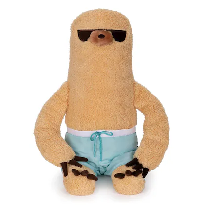 Front. Gund - Pusheen 12 Inch Plush | Sloth with Shorts - Brown.
