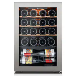 Ca'Lefort - Wine Fridge 20 Bottle Mini Wine Cooler Refrigerator 3 color LED Freestanding Wine Cellar with Glass Door - Black