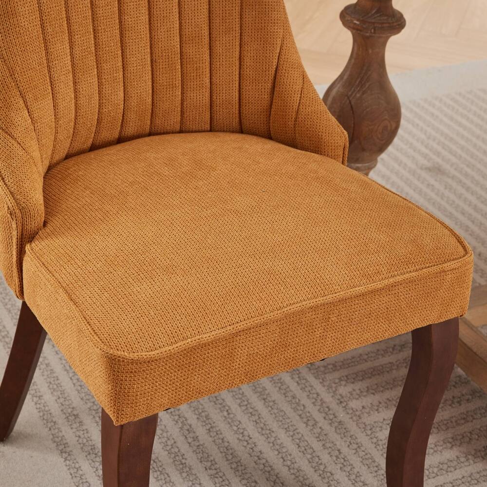 Alt View 7. Loheer - Loheer Dining Chairs Set of 2 Gold Upholstered High Back Chairs Solid Wood Legs - Gold.