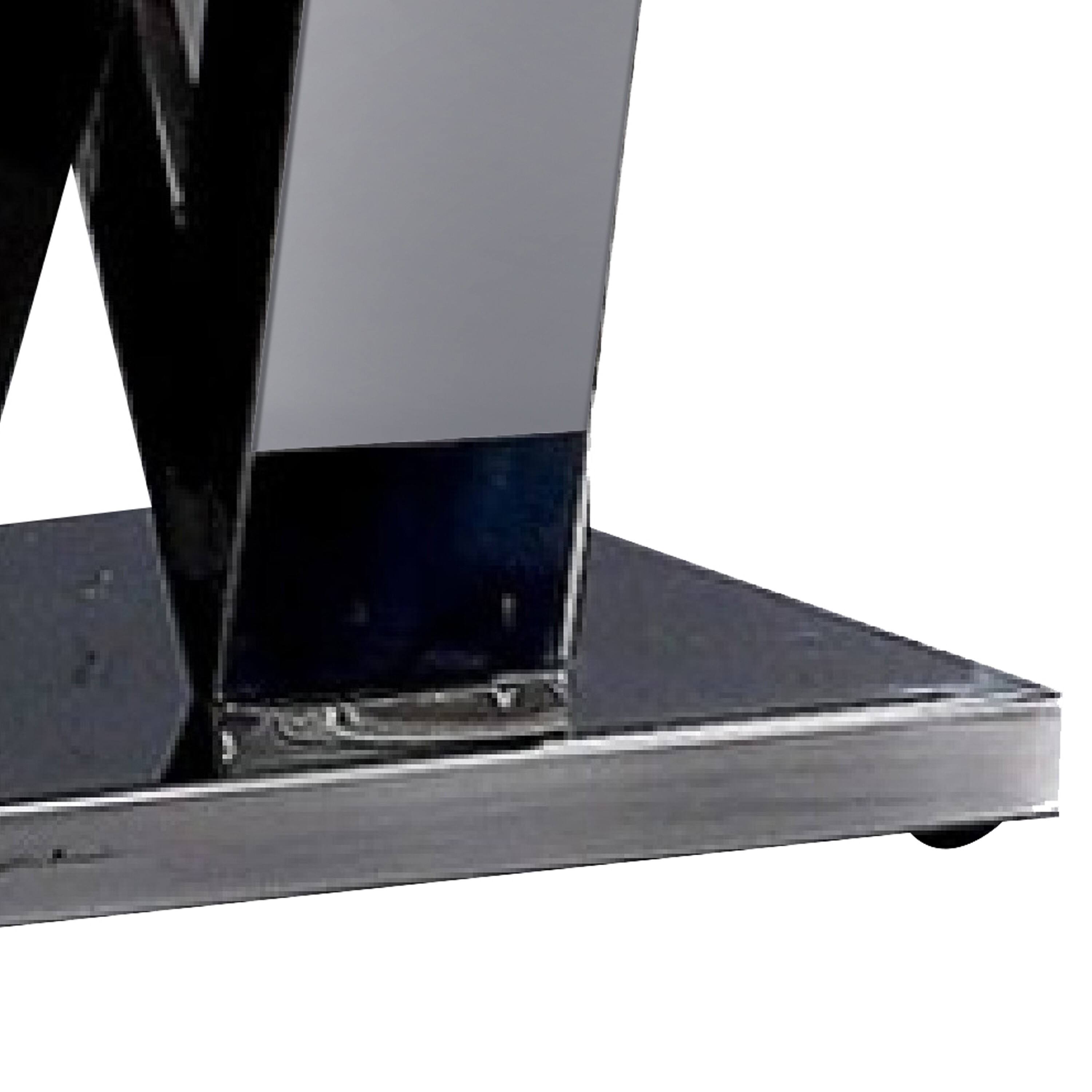 Alt View 3. Manhattan Lane - Vily Side End Table, 24 Inch Faux Marble Top, V-Style Chrome Pedestal - White, Chrome.