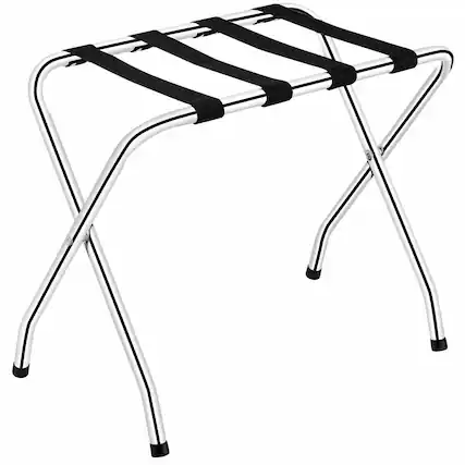 Front. Costway - Costway Folding Luggage Rack Chromed Metal Suitcase Holder Shelf for Home Hotel - Silver,Black.