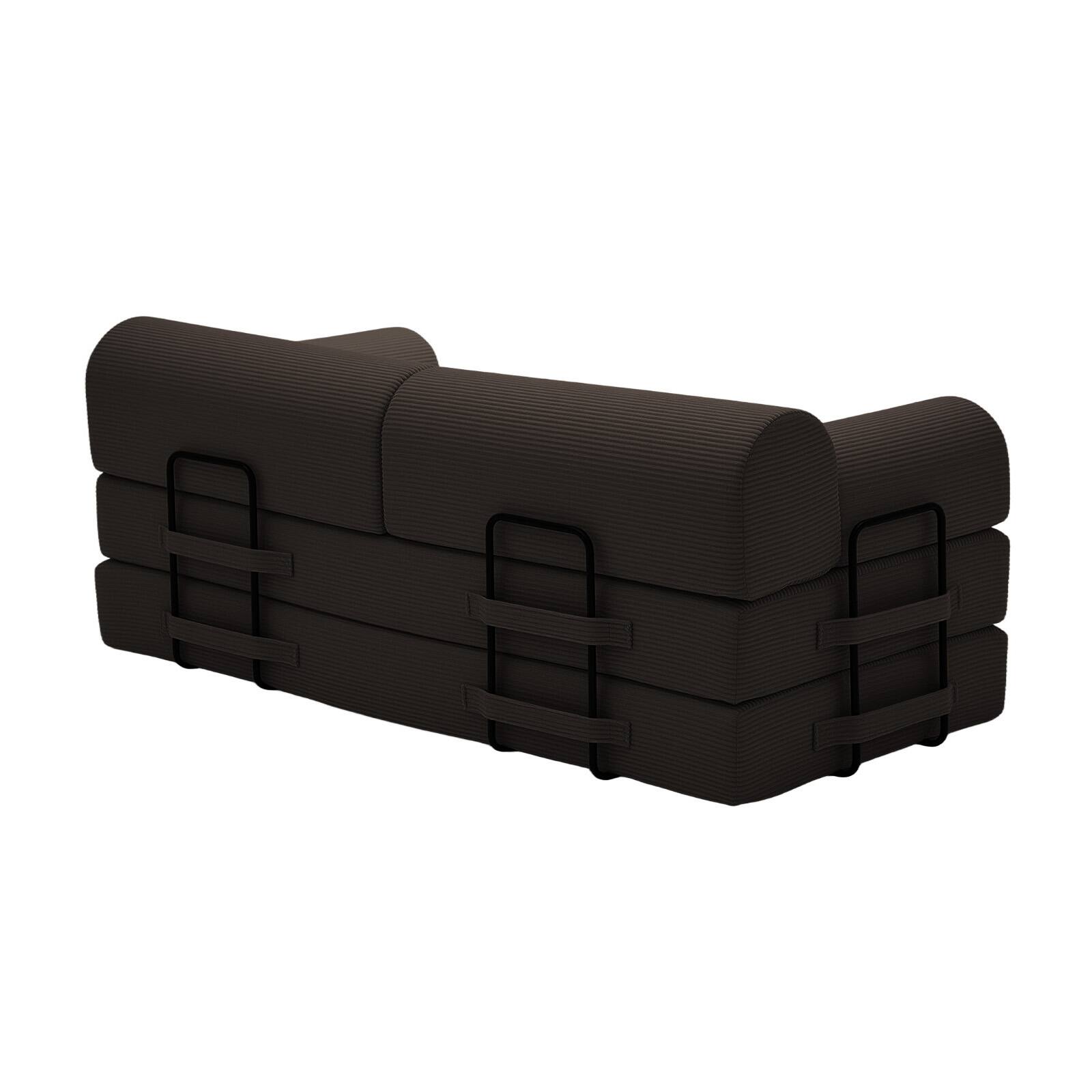 Alt View 2. Roomtec - Convertible Sleeper Sofa BedCorduroy Folding Mattress Couch with FixedShape Frame Floor Sofa Lounge Couch for Living - Brown.