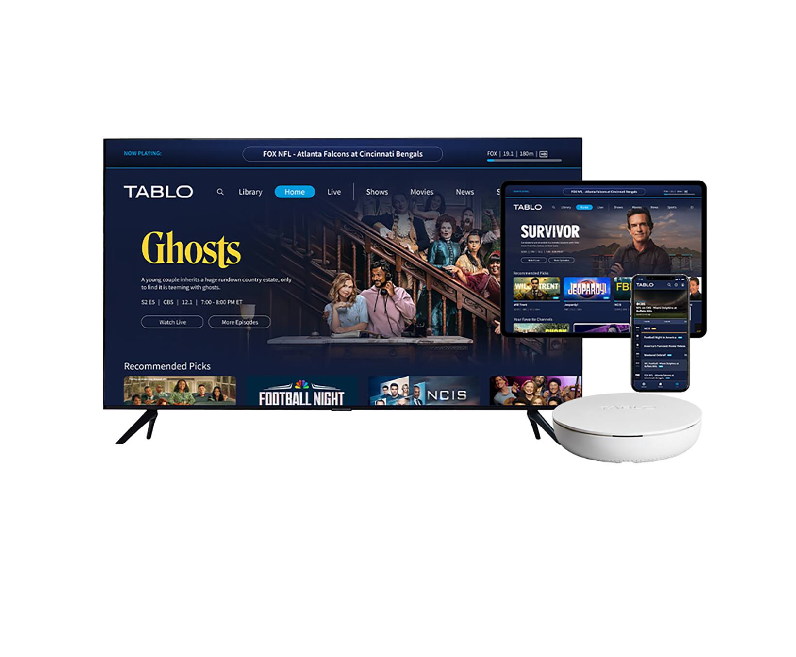 Alt View 5. Tablo - 4th Gen, 4-Tuner, 128GB Over-The-Air DVR & Streaming Player - White.