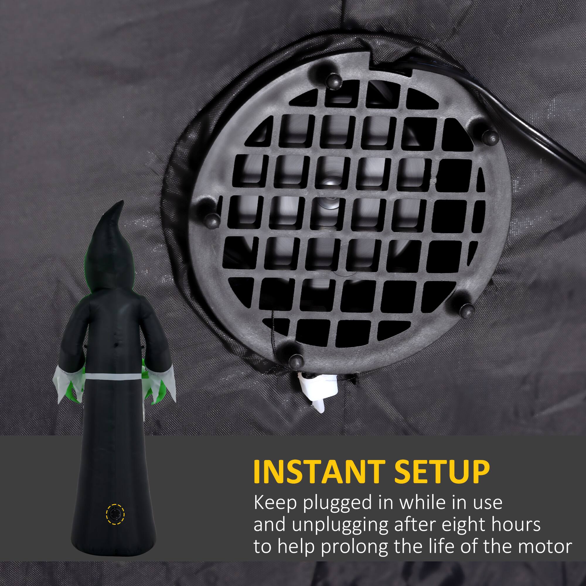 INSTANT SETUP  
Keep plugged in while in use and unplugging after eight hours to help prolong the life of the motor.