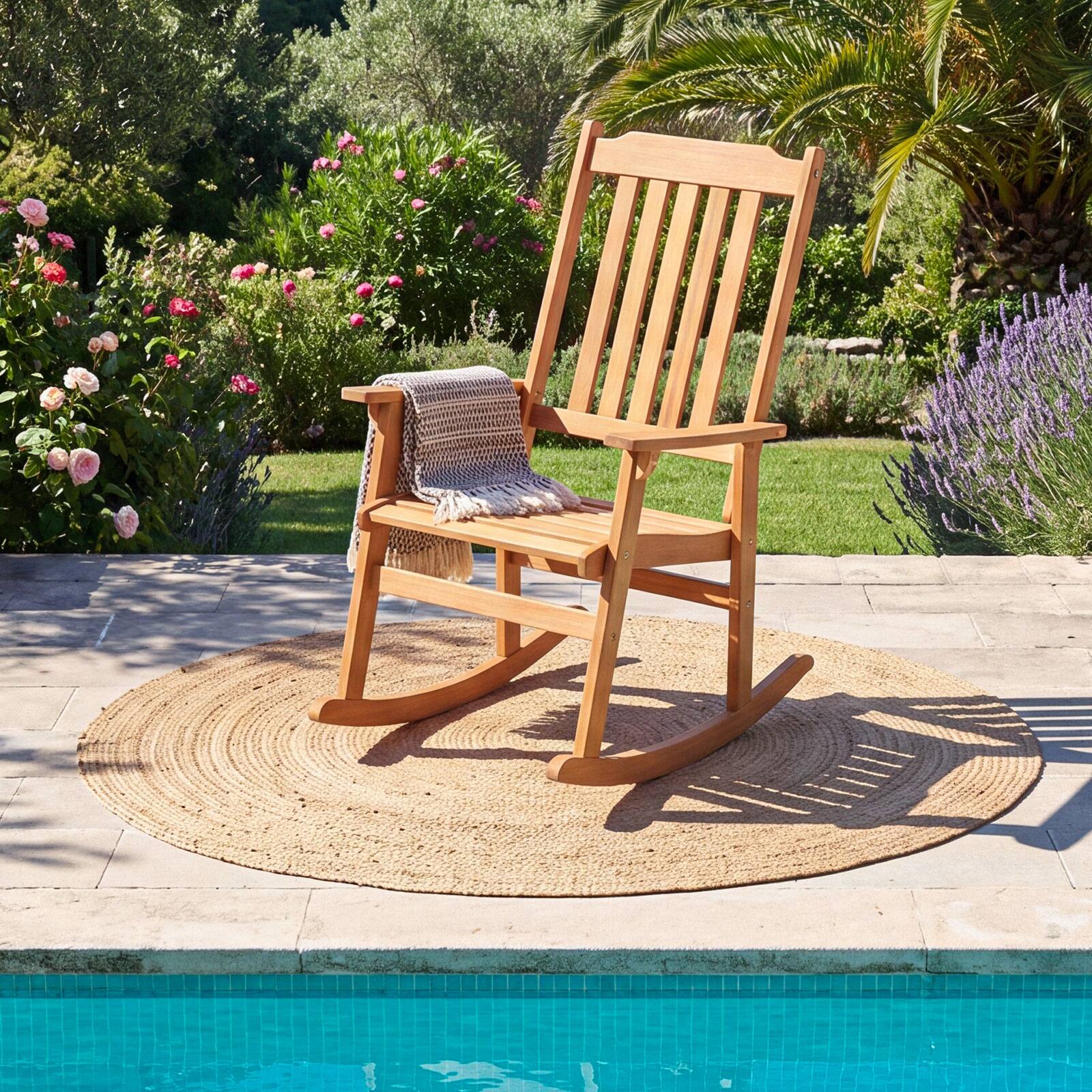 Alt View 1. Gymax - Gymax Outdoor Rocking Chair w/High Back Wide Seat & Armrests 400 LBS Rocker Chair - Yellow.