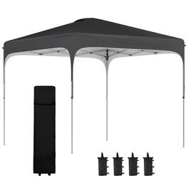 Outsunny - 8' x 8' Pop Up Canopy Tent with Wheeled Carry Bag and 4 Sand Bags, Instant Sun Shelter, Tents for Parties - Black