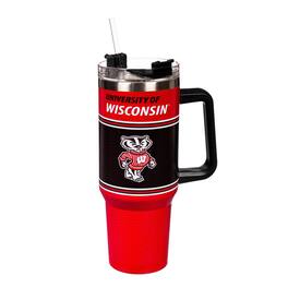 Evergreen Enterprises - Wisconsin Badgers 40oz. Stainless Steel Canyon Cup with Straw - Multicolor