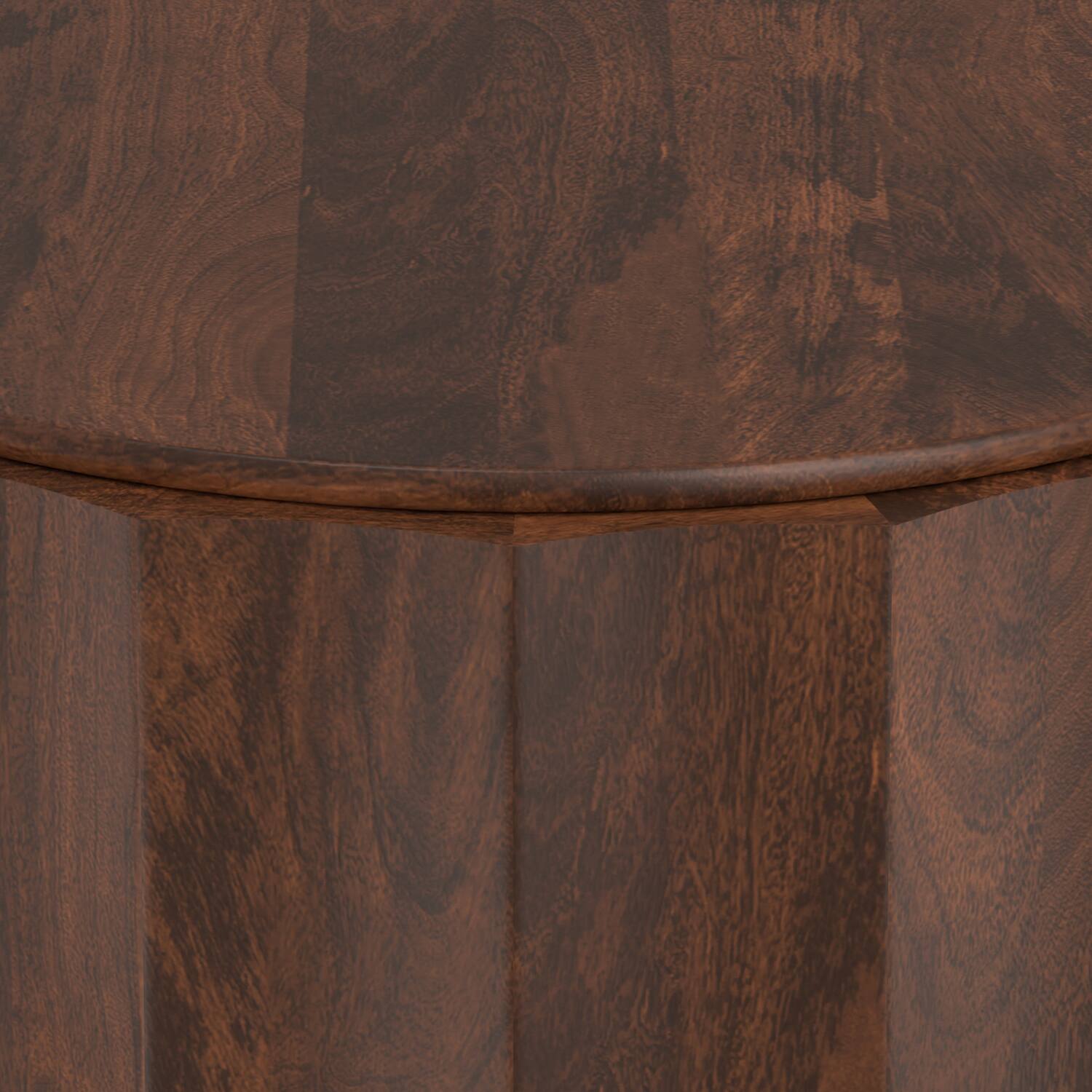 Alt View 8. Simpli Home - Trenton SOLID MANGO WOOD 32 inch Wide Round Contemporary Coffee Table in Walnut Brown, Fully Assembled - Walnut Brown.