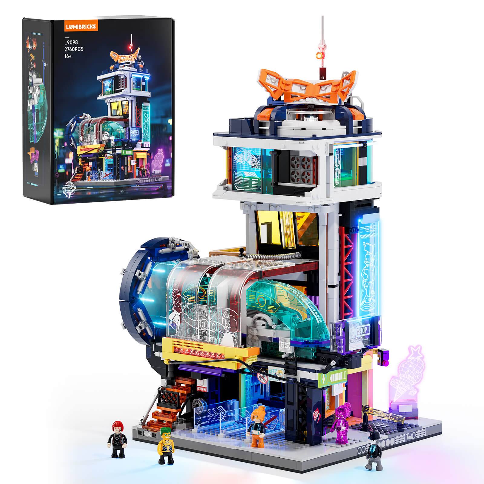 Lumibricks Cyberpunk Floating Train Station Building Set with LED ...
