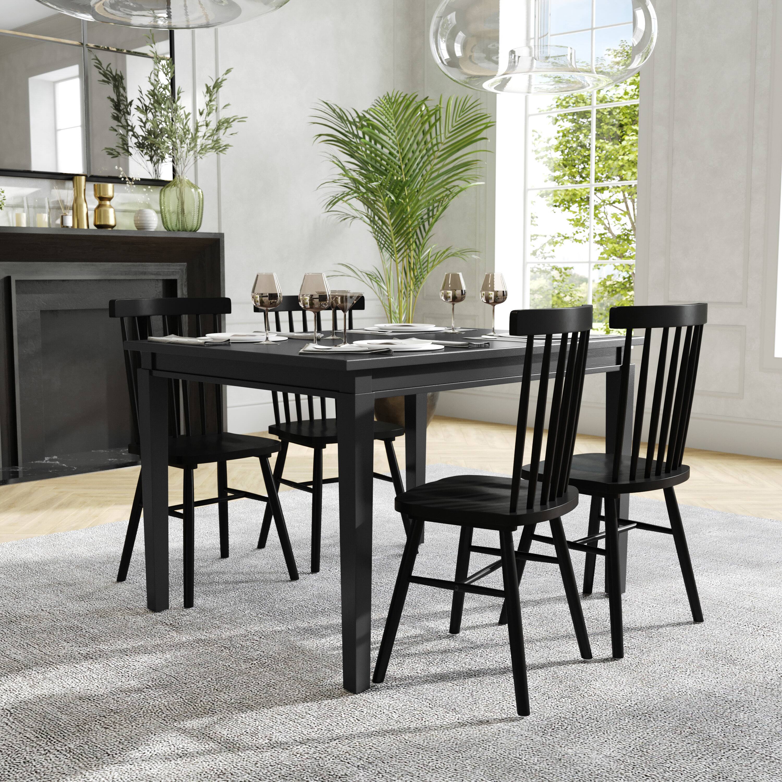 Alt View 2. Flash Furniture - Henry 47" Solid Wood Dining Table, Commercial Grade Heavy Duty Rectangle Wood Table for 4, Black Matte Finish - Black.
