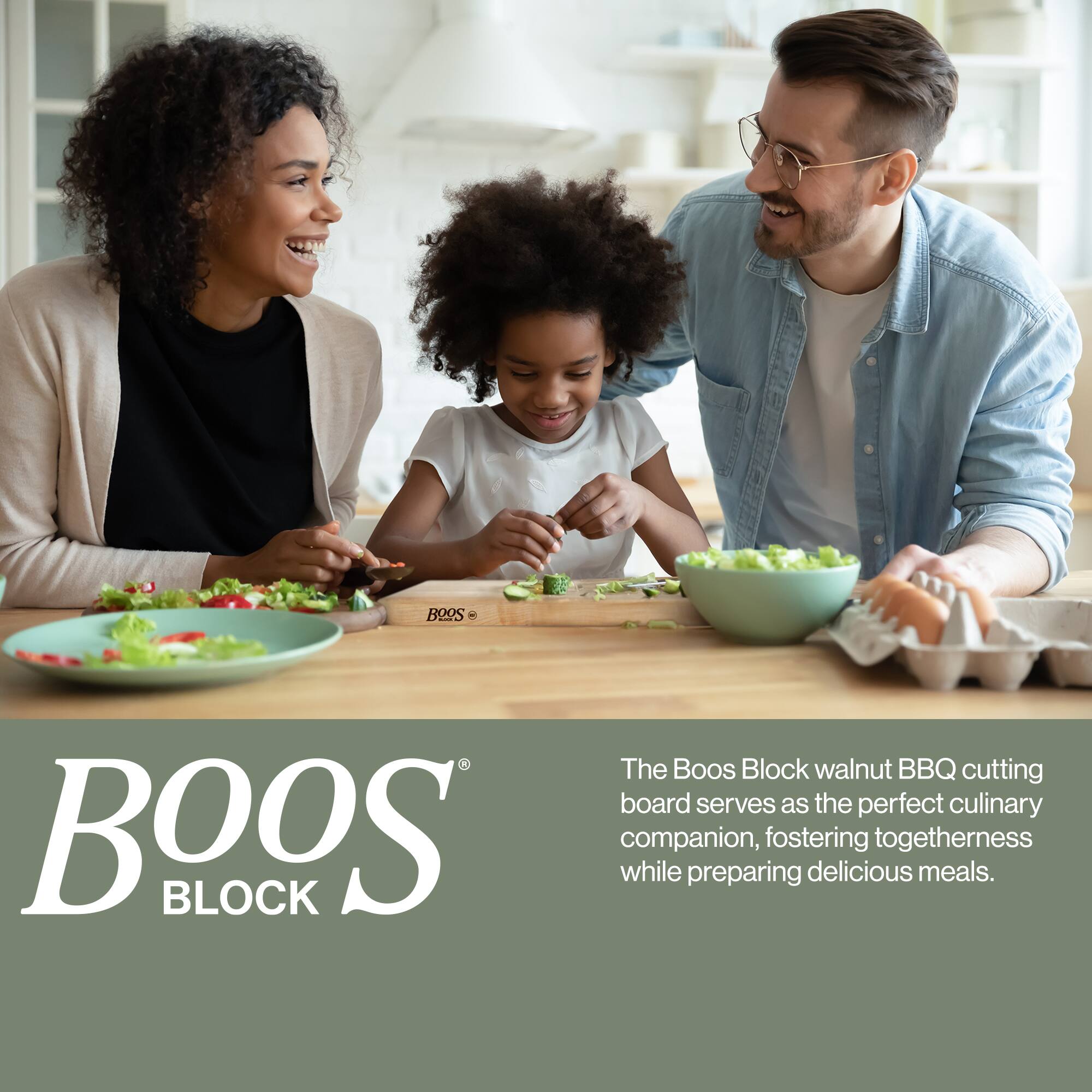 The Boos Block walnut BBQ cutting board serves as the perfect culinary companion, fostering togetherness while preparing delicious meals.