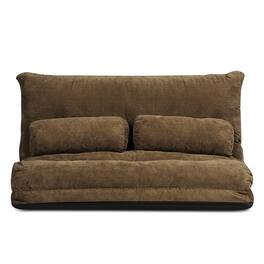 Costway - Floor Sofa Bed 6-Position Adjustable Sleeper Lounge Couch with 2 Pillows - Coffee