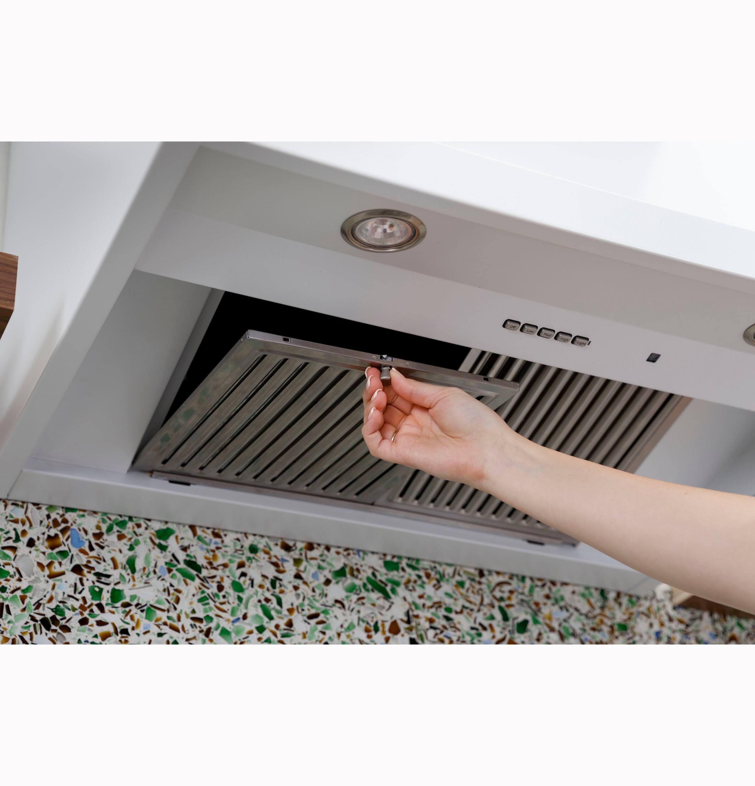 Alt View 5. Café - 36" Convertible Range Hood - Matte White.