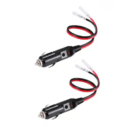 Front. Stock Preferred - 2-Pack 12V Car Fused Cigarette Lighter Male Power Plug Adapter - Black.