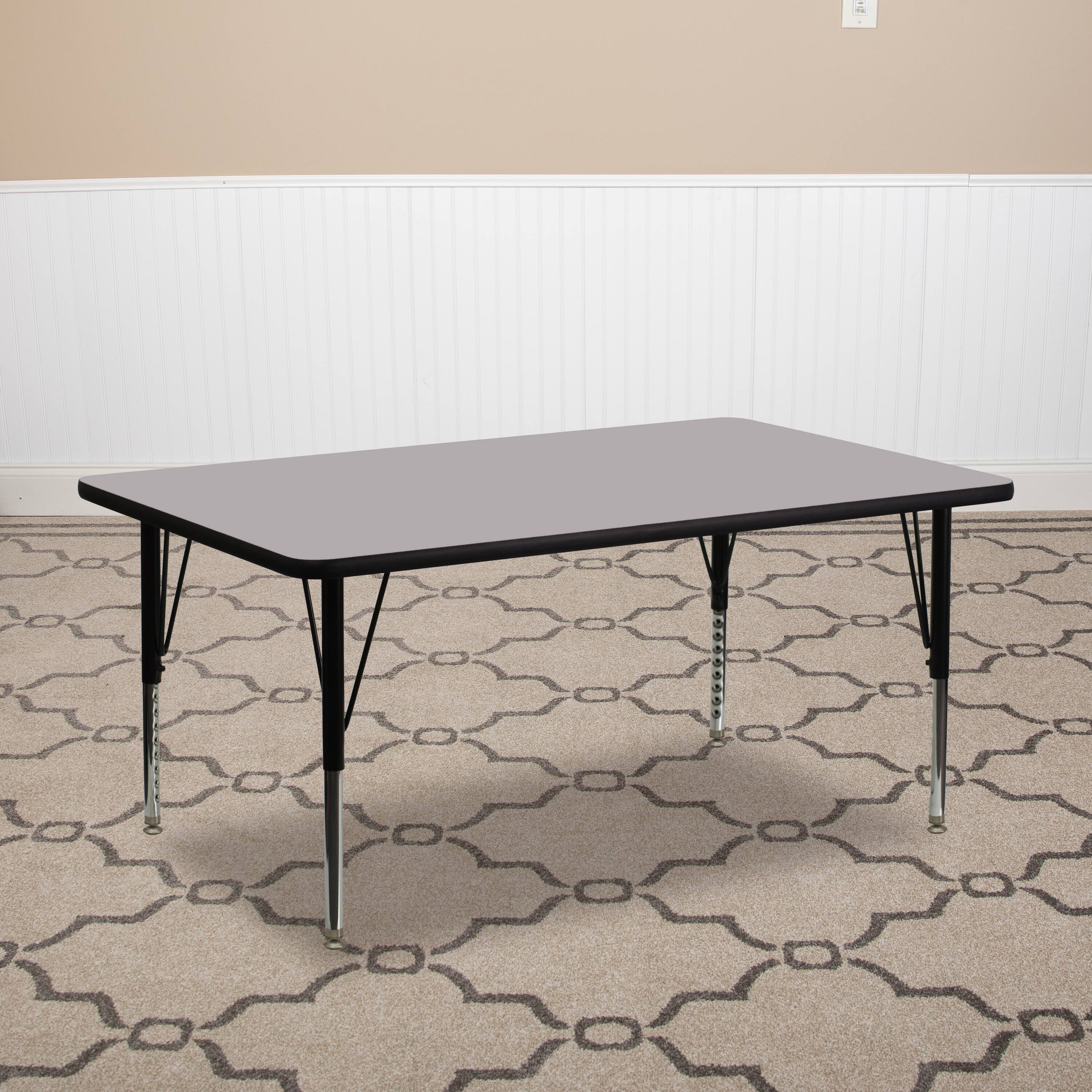 Alt View 1. Emma + Oliver - 30x72 Rectangle Laminate Adjustable Preschool Activity Table - Gray.