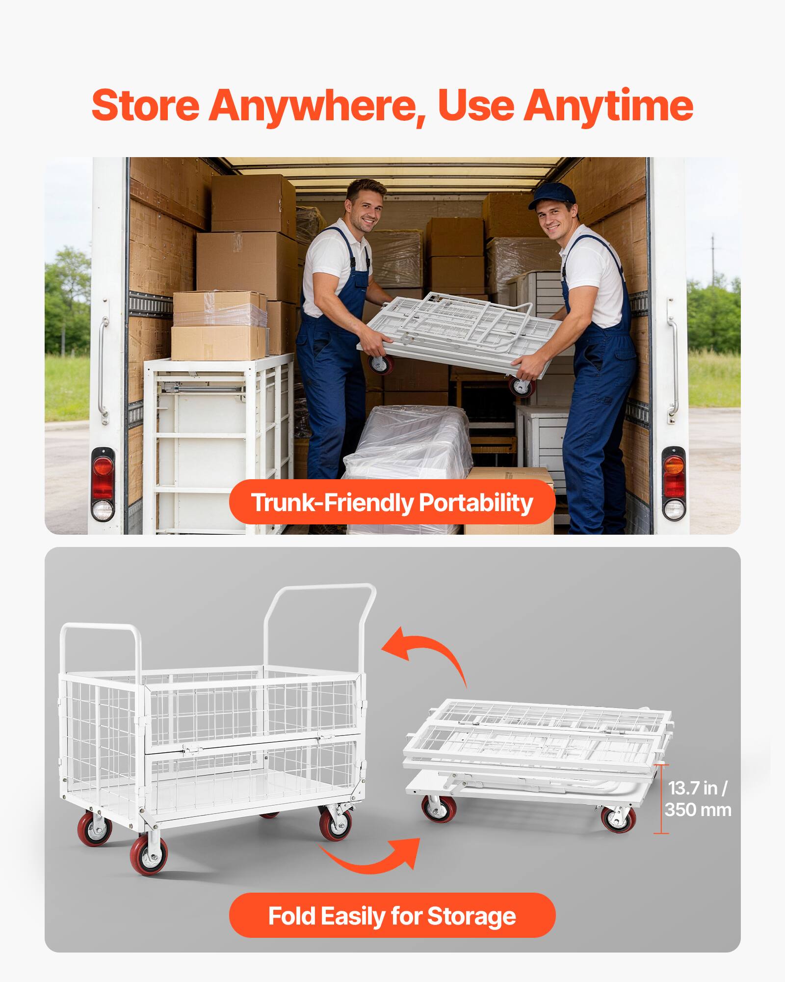 Store Anywhere, Use Anytime

Trunk-Friendly Portability

Fold Easily for Storage

13.7 in / 350 mm