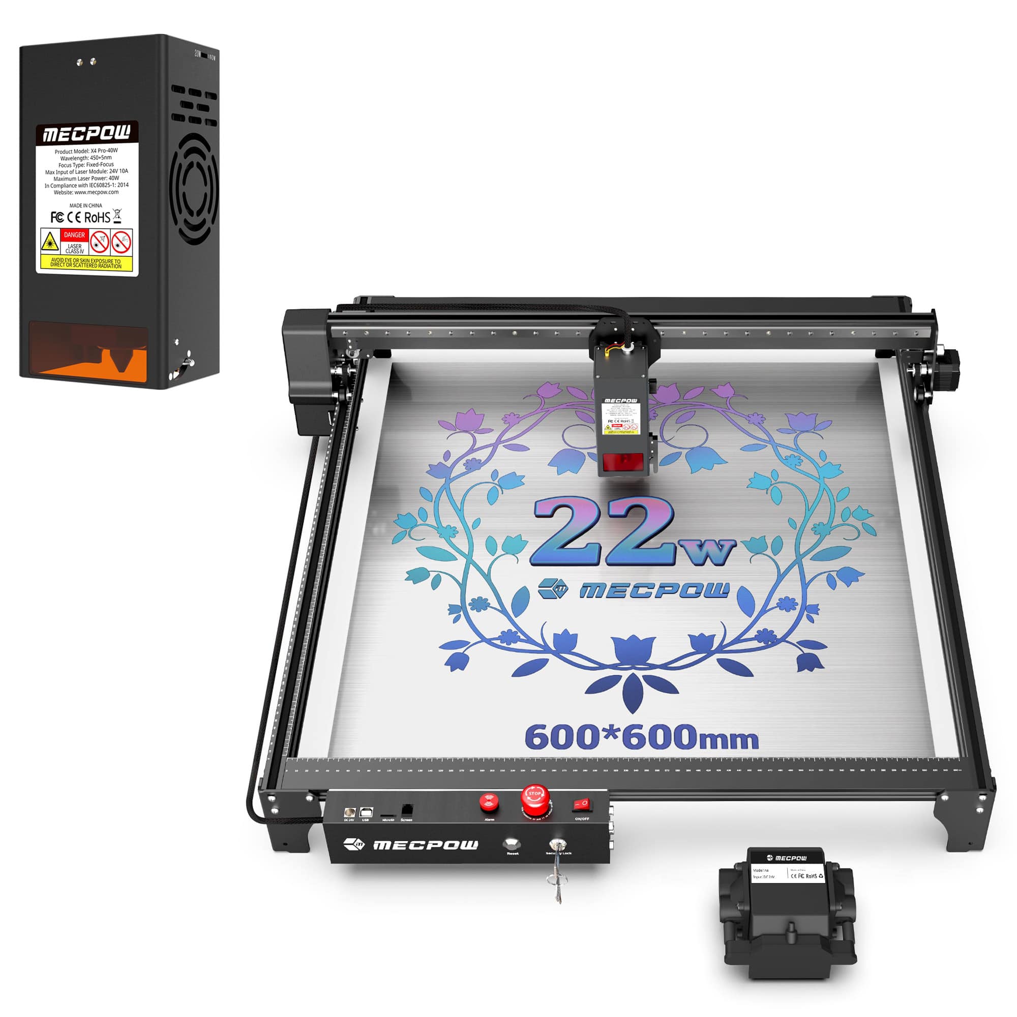 Mecpow - X5 Laser Engraver & B40W Laser Module Combo Set, High-Speed Cutting & Precision Engraving for Wood Metal Acrylic