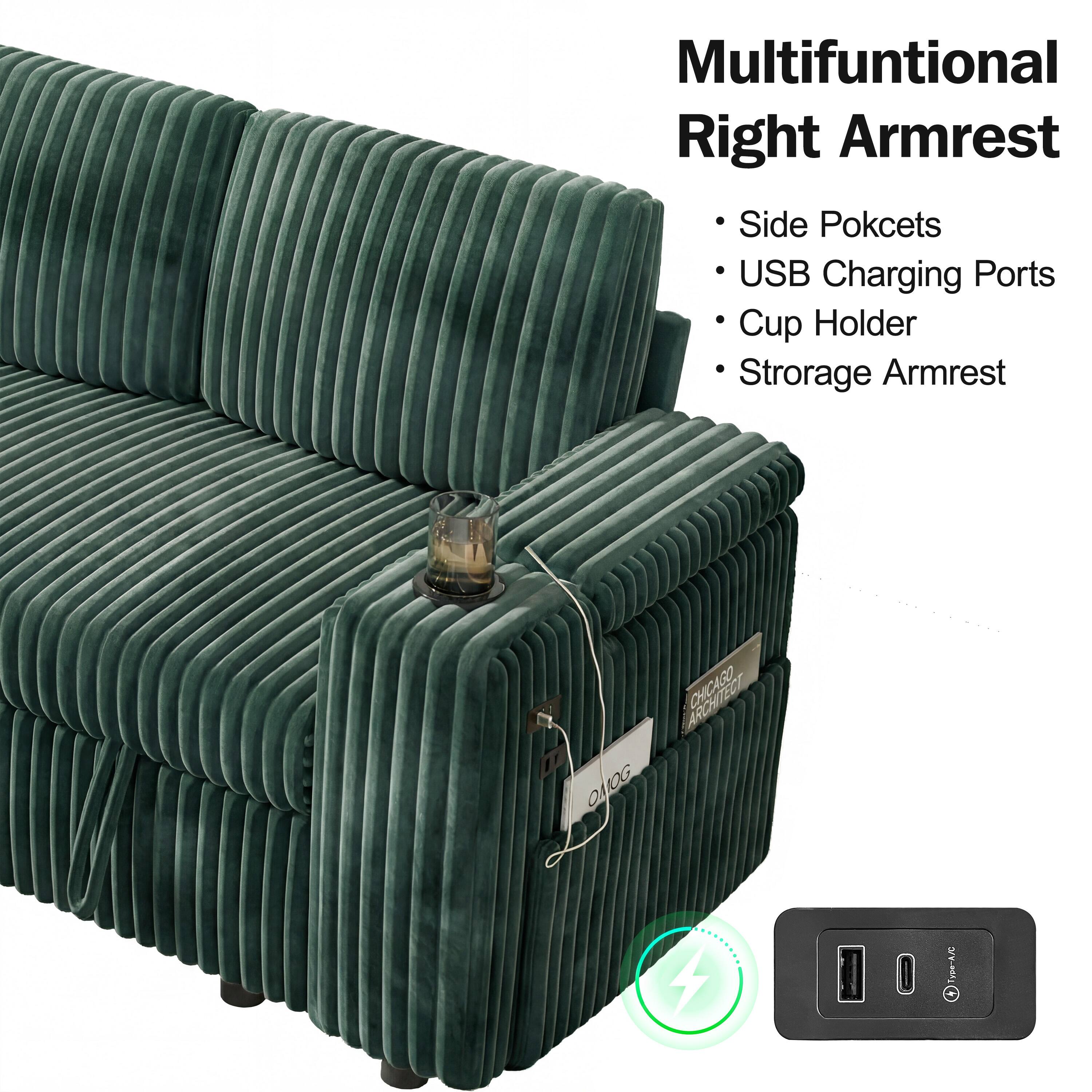 Multifunctional Right Armrest  
- Side Pockets  
- USB Charging Ports  
- Cup Holder  
- Storage Armrest  

CHICAGO ON10G