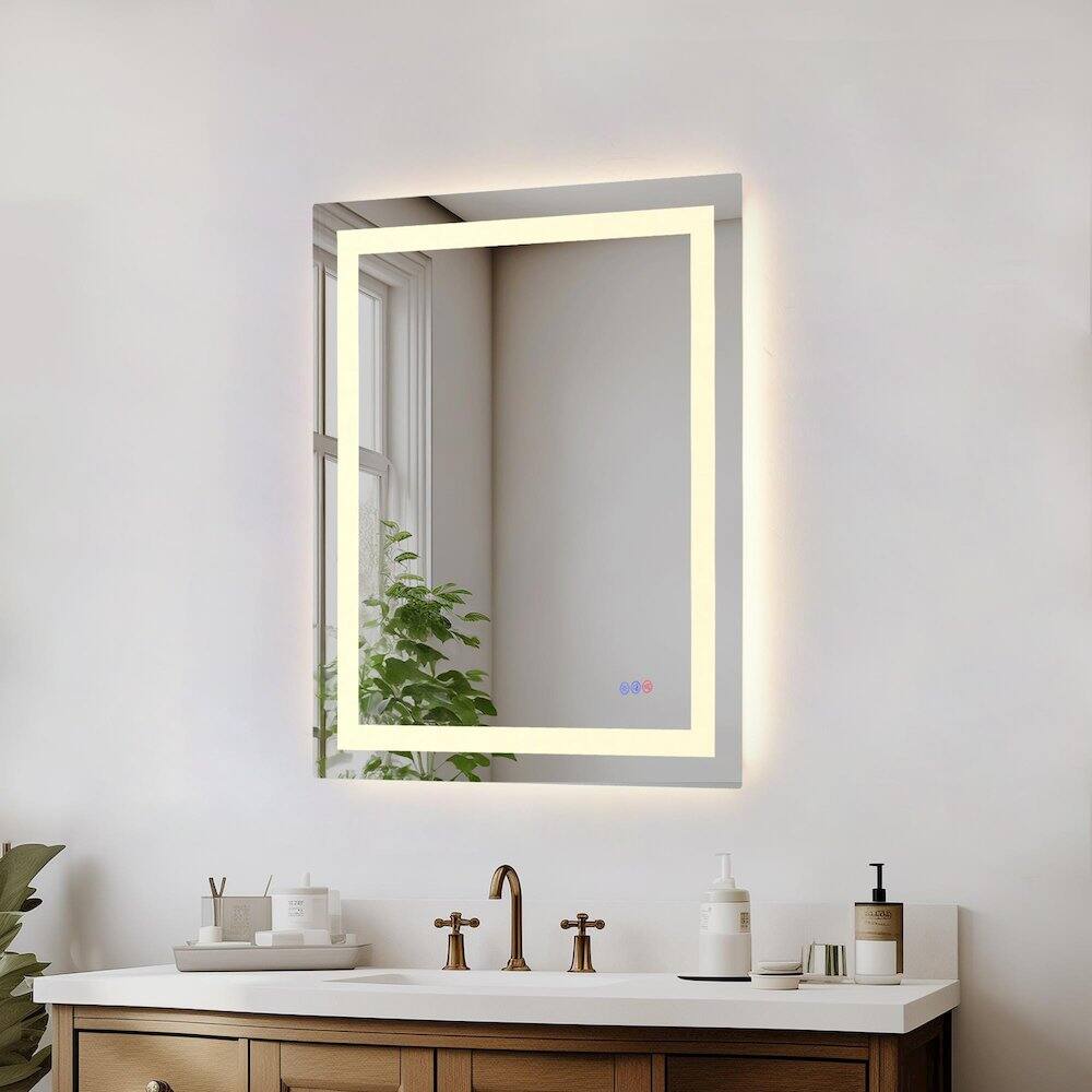 Alt View 10. Elegant Kitchen and Bath - Riven 36X30 Led Mirror, Adjustable Color 3000K/4200K/6400K - White.