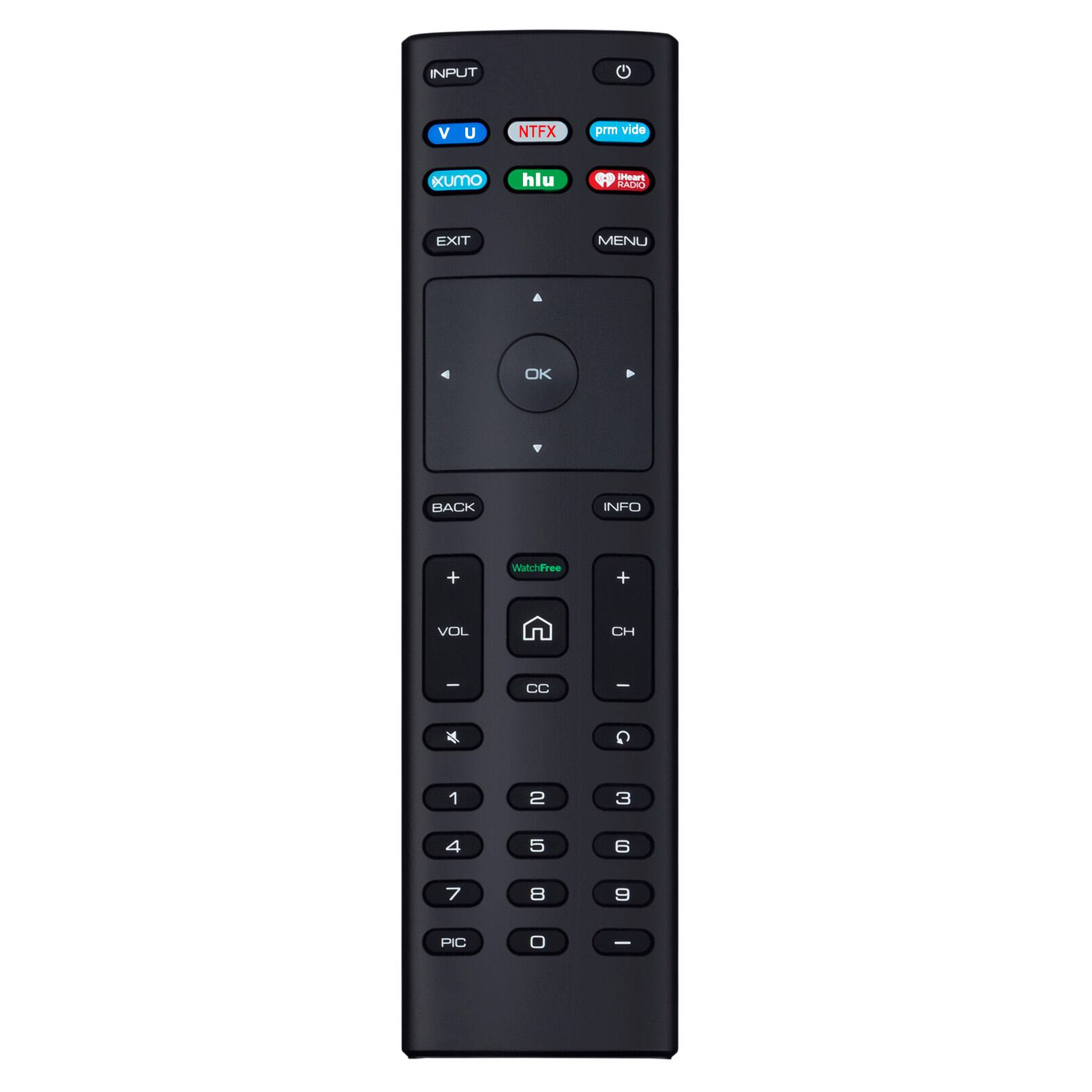 INPUT V U NTFX xumo hlu Hea BACH EXIT MENU OK BACK INFO + WatchFree + VOL CH | CC 1 2 3 4 5 6 7 8 9 PIC 0 -
