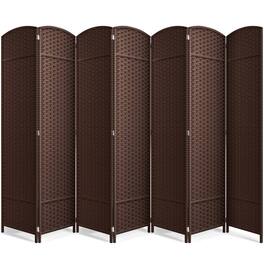 Sorbus - Extra Wide Double Hinged 7-Panels Partition Room Dividers - Chocolate