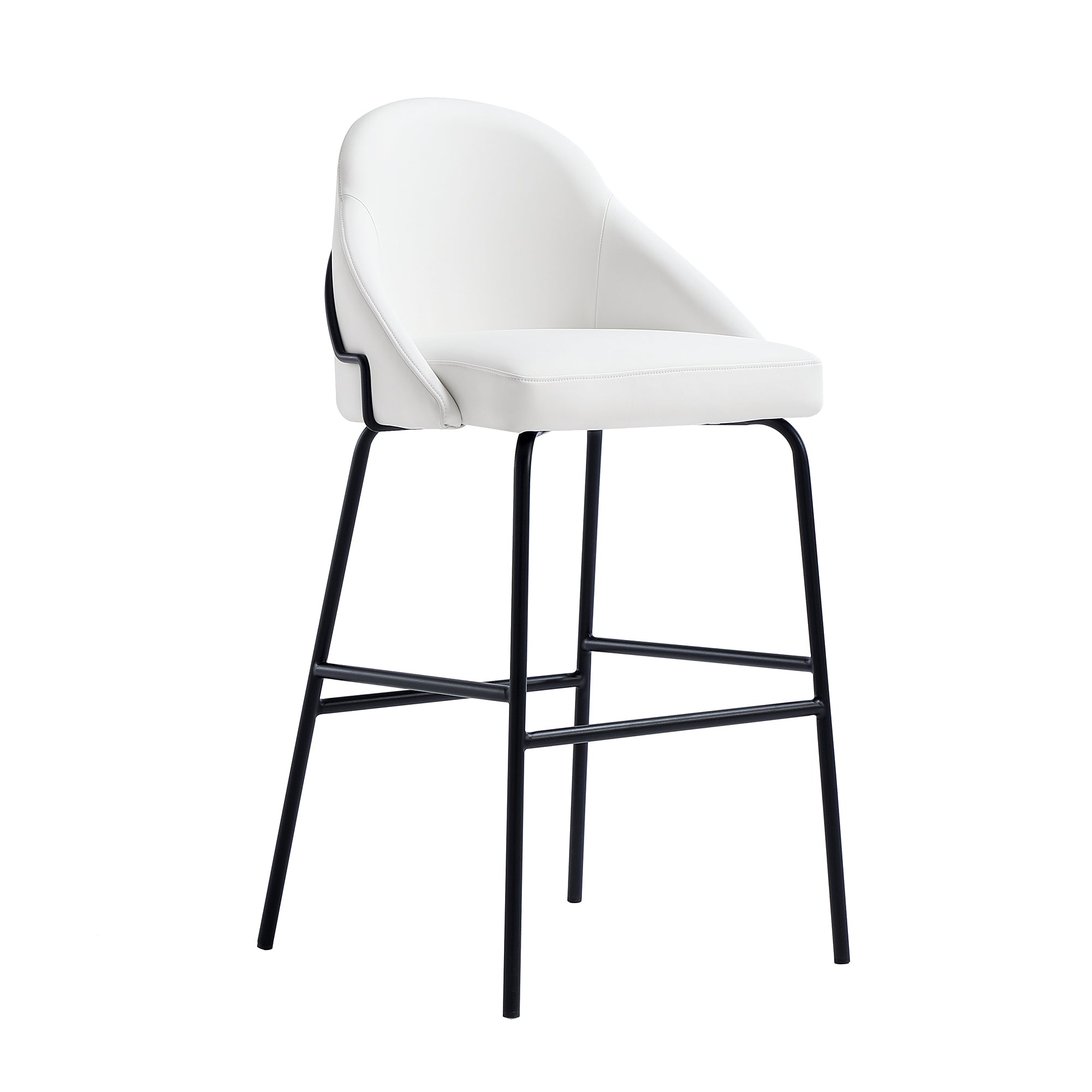Alt View 2. Manhattan Comfort - Gracie Modern Metal Upholstered Barstool - Set of 3 - White and Black.
