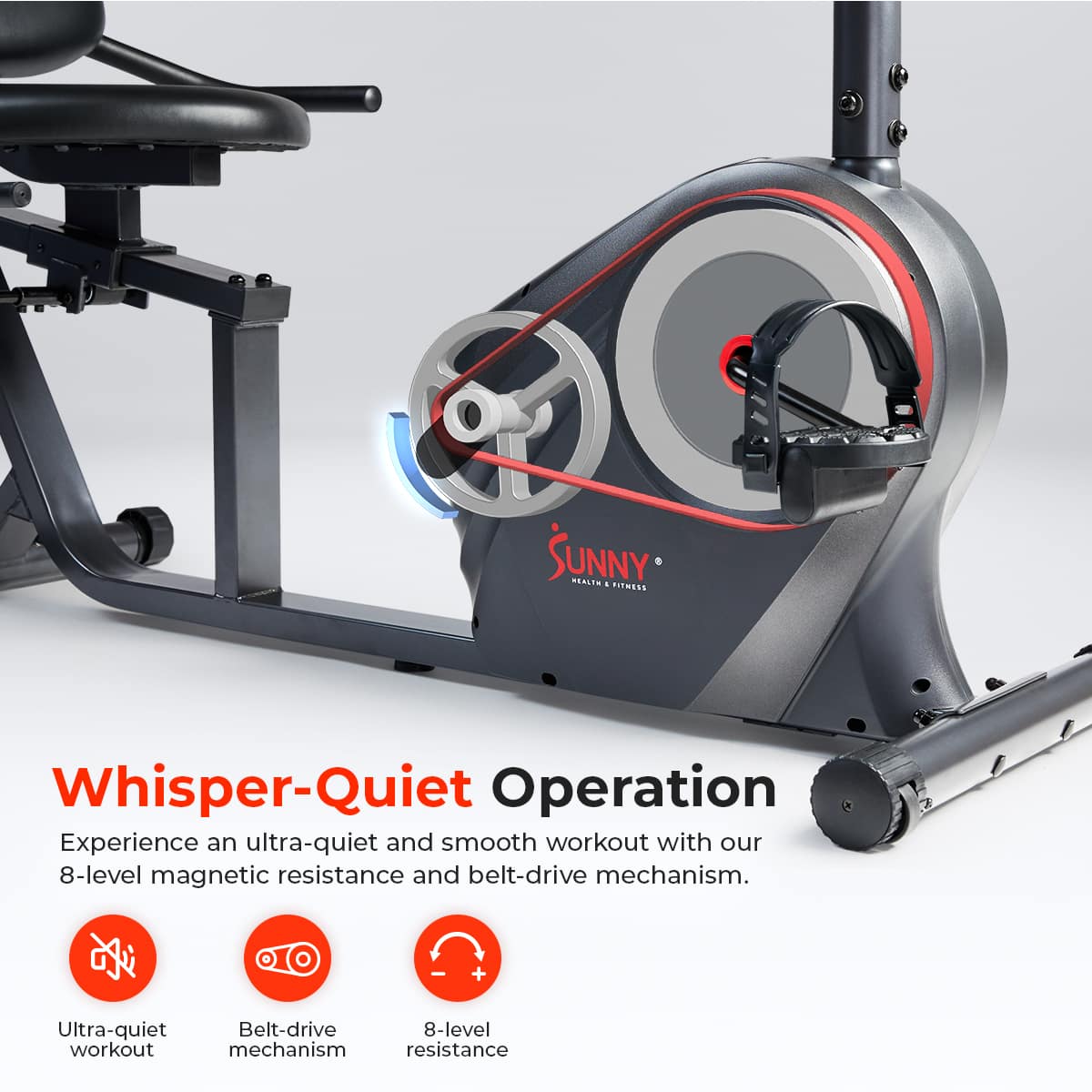 Whisper-Quiet Operation
Experience an ultra-quiet and smooth workout with our 8-level magnetic resistance and belt-drive mechanism.
Ultra-quiet
Belt-drive mechanism
8-level resistance
