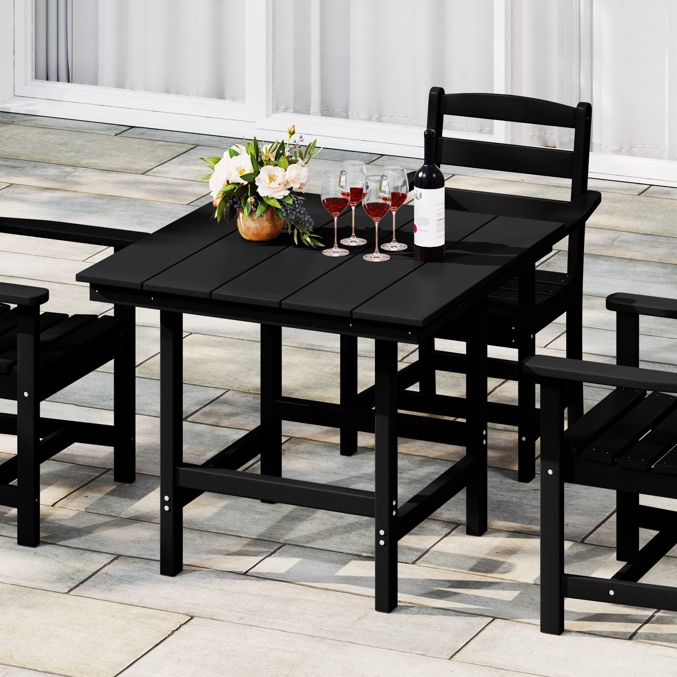 Angle. WestinTrends - WestinTrends Ashore Outdoor HDPE 36" Square Patio Dining Table with Umbrella Hole - Black.