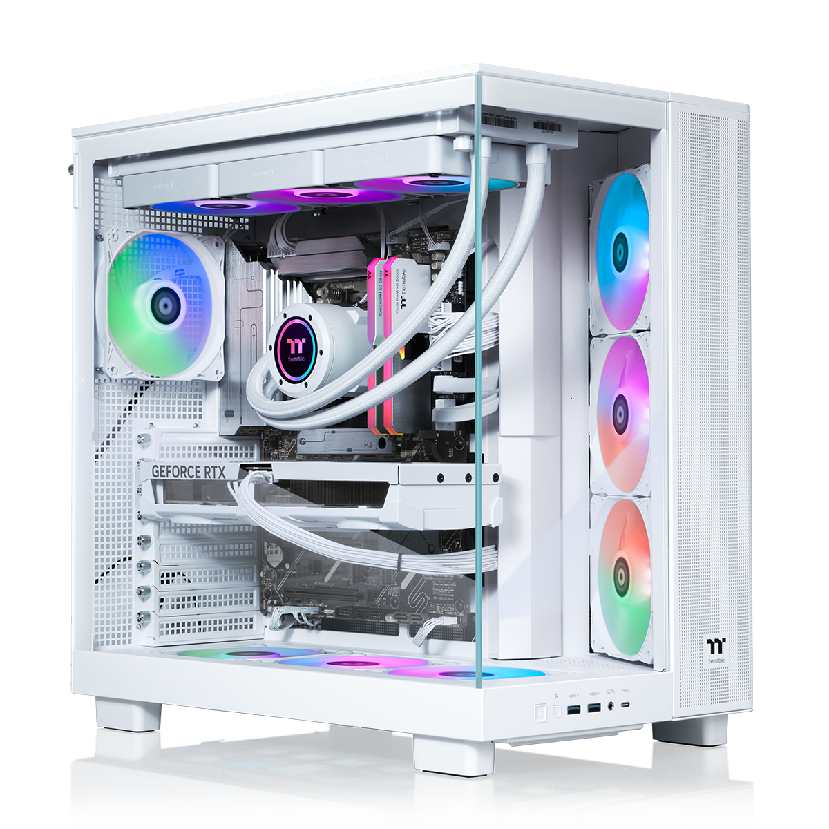 Thermaltake - LCGS View 9580S-380XL Gaming Desktop AMD Ryzen 9 9950X3D, 32GB Memory, NVIDIA GeForce RTX 5080, 2TB NVMe M.2 - Snow - Front_Zoom