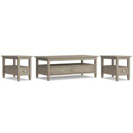 Simpli Home - Warm Shaker 48 inch Coffee Table with 14 inch End Tables (Set of 3) - Distressed Grey