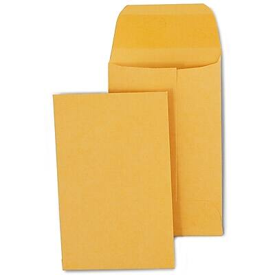 Front. Staples - #1 Currency Envelopes, 2 1/4" x 3 1/2", 250/Box - Kraft.